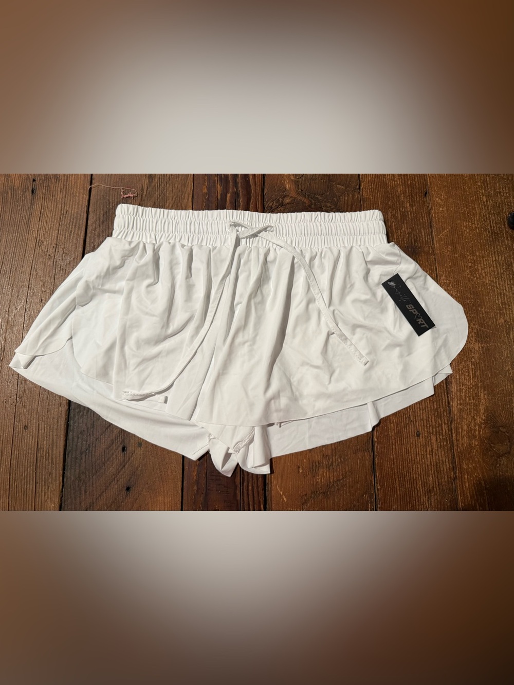 Suzette Sport Women’s White Drawstring Layered Shorts